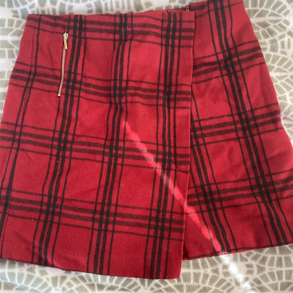 Red plaid skirt